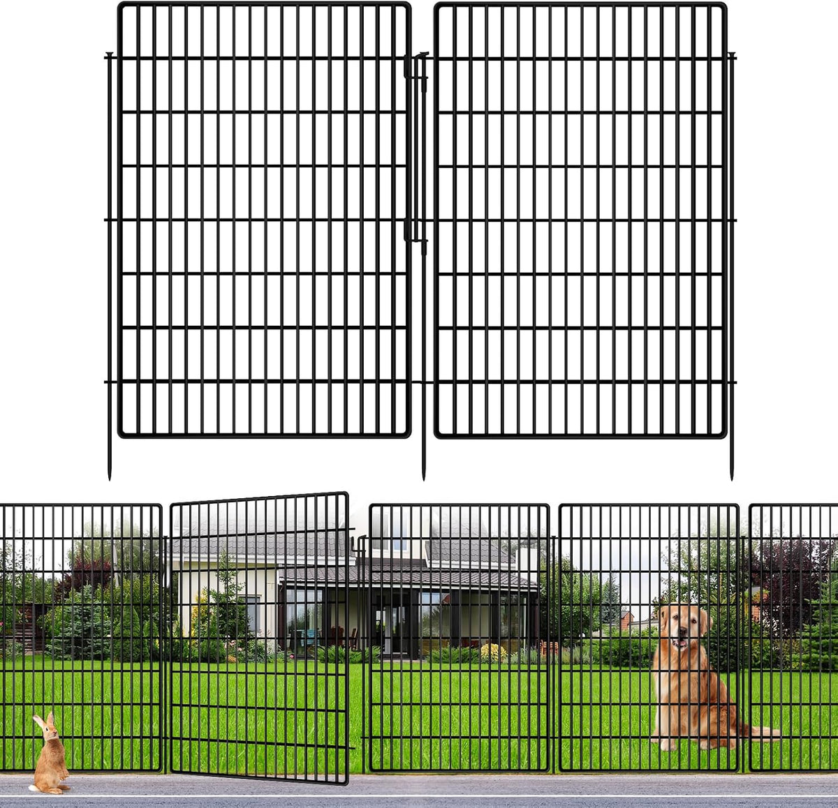 10 panels garden fencing animal barrier with lock, main product view