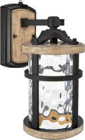 maxxima led outdoor wall light, black w/wood grain, main product view