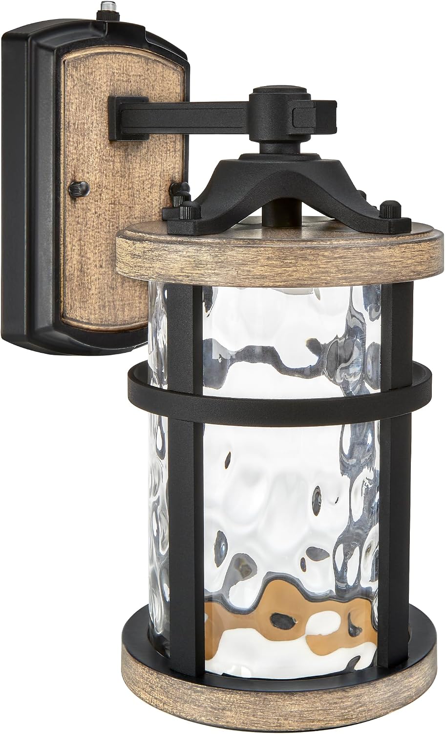 maxxima led outdoor wall light, black w/wood grain, main product view