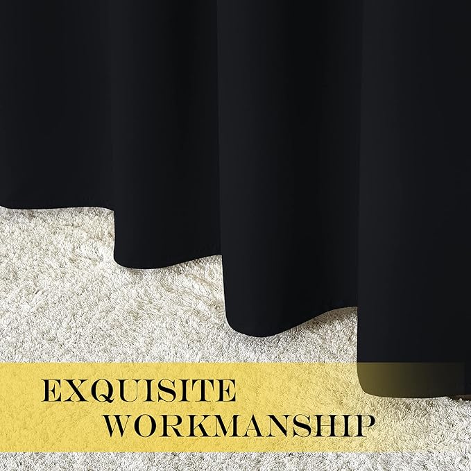 NICETOWN Black Out Blinds for Sliding Doors - Extra Wide Heat Blocking Patio Glass Door Drape, Room Divider Curtain for Apartment (Black, 100 inches Width x 108 inches Length)