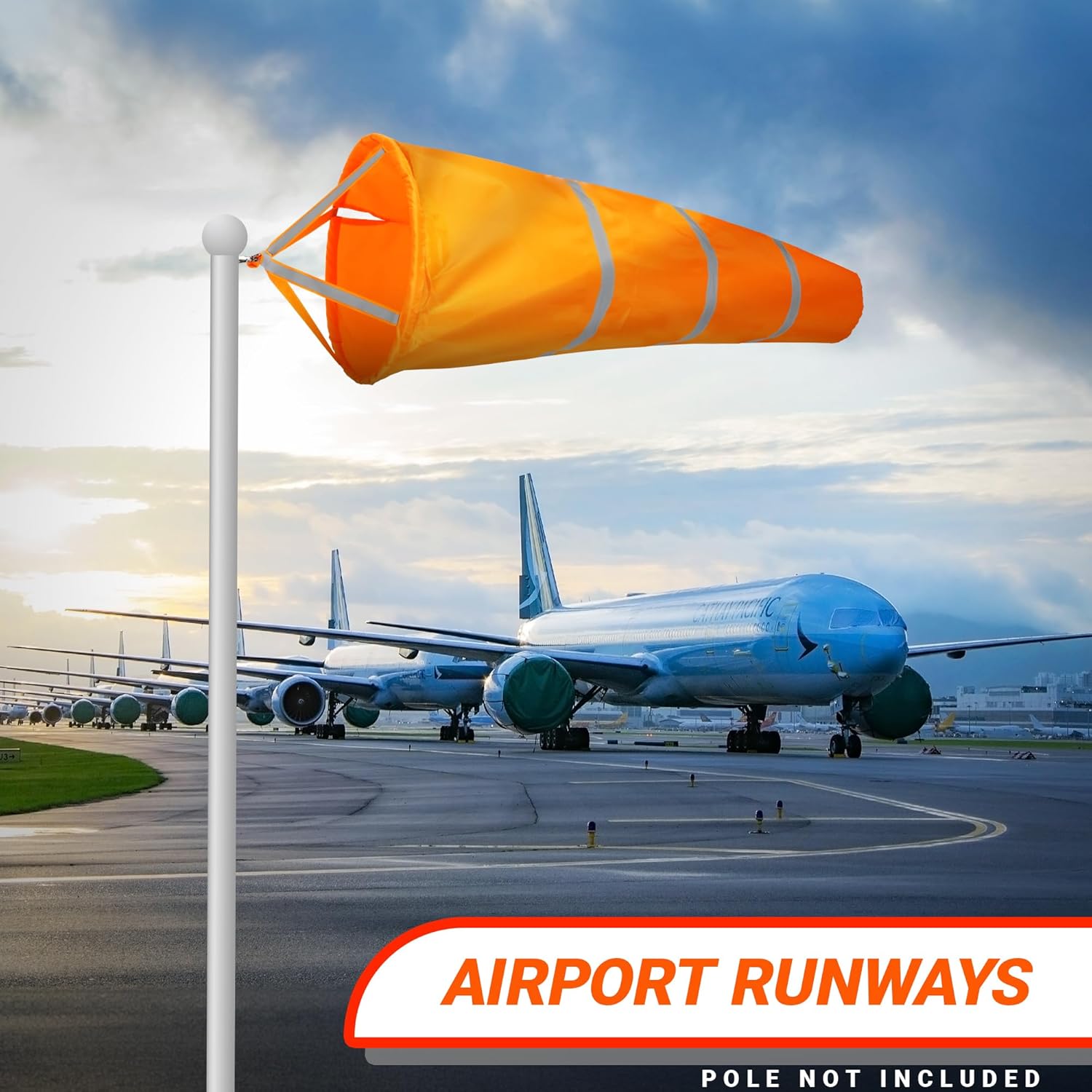G128 - Orange Windsock Heavy Duty Printed 210D Wind Direction Measurement (Orange 40" 1PK)