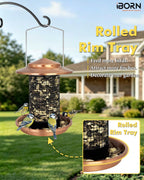 Metal Peanut Bird Feeder for Outdoors, Chew Resistant, 2.2lbs, 1Pk, Copper | Hanging, All-Metal, Detachable & Locking Base, Durable, Mesh Design, Easy to Clean, Spill-Proof