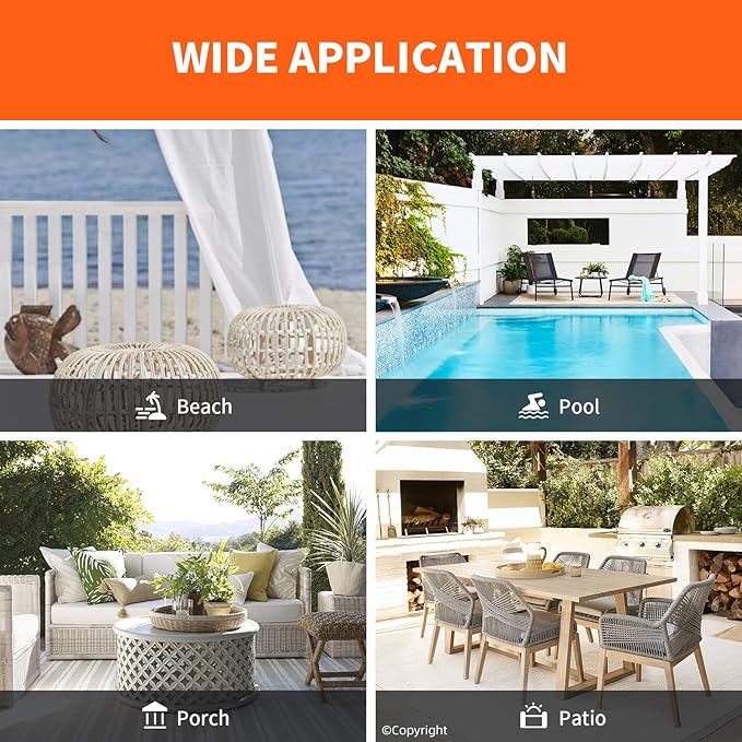 Waterproof Outdoor Curtain W84 x L84 - Grommet Top Sunlight Blocking Window Treatment Drapes Blackout Curtains for Home Bedroom Living Room Outdoor Patio Porch Gazebo (Orange, 2 Panels)