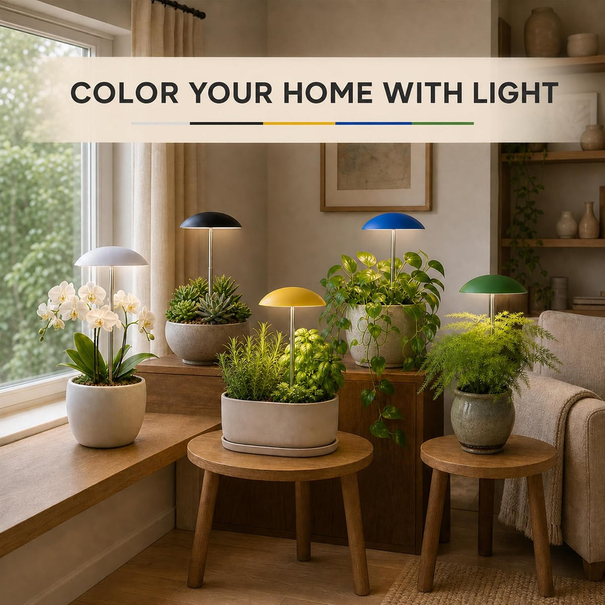 small grow lights for indoor plants, 2 pack on a desk or shelf