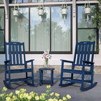 Oversized Rocking Chair, Outdoor Rocking Chair for Adults, All Weather Resistant Porch Rocker for Lawn Garden, Navy Blue
