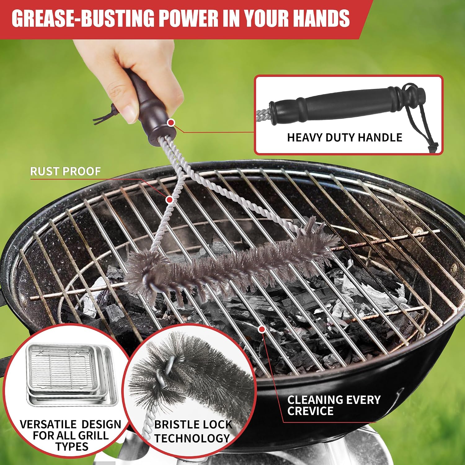Griddle Cleaning Kit for Blackstone, Scraper, Scour Pads, Grill Brush 18Pcs | Blackstone griddle accessories. Cast iron cleaner & pumice stone bricks for outdoor BBQ, camping, backyard flat top grills.
