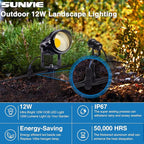 SUNVIE 12W Low Voltage Landscape Lighting Landscaping Lights with Connectors Outdoor LED Landscape Light 3000K Waterproof Tree Flag Lights Low Voltage Lighting with Stand for Garden Yard Path, 16 Pack