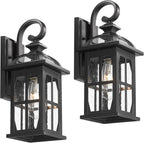 Darkaway Outdoor Wall Lights, Exterior Light Fixture with Seeded Glass, Aluminum Anti-Rust Exterior Lights Sconces Lighting for House Porch Yard Hallway Doorway Garage