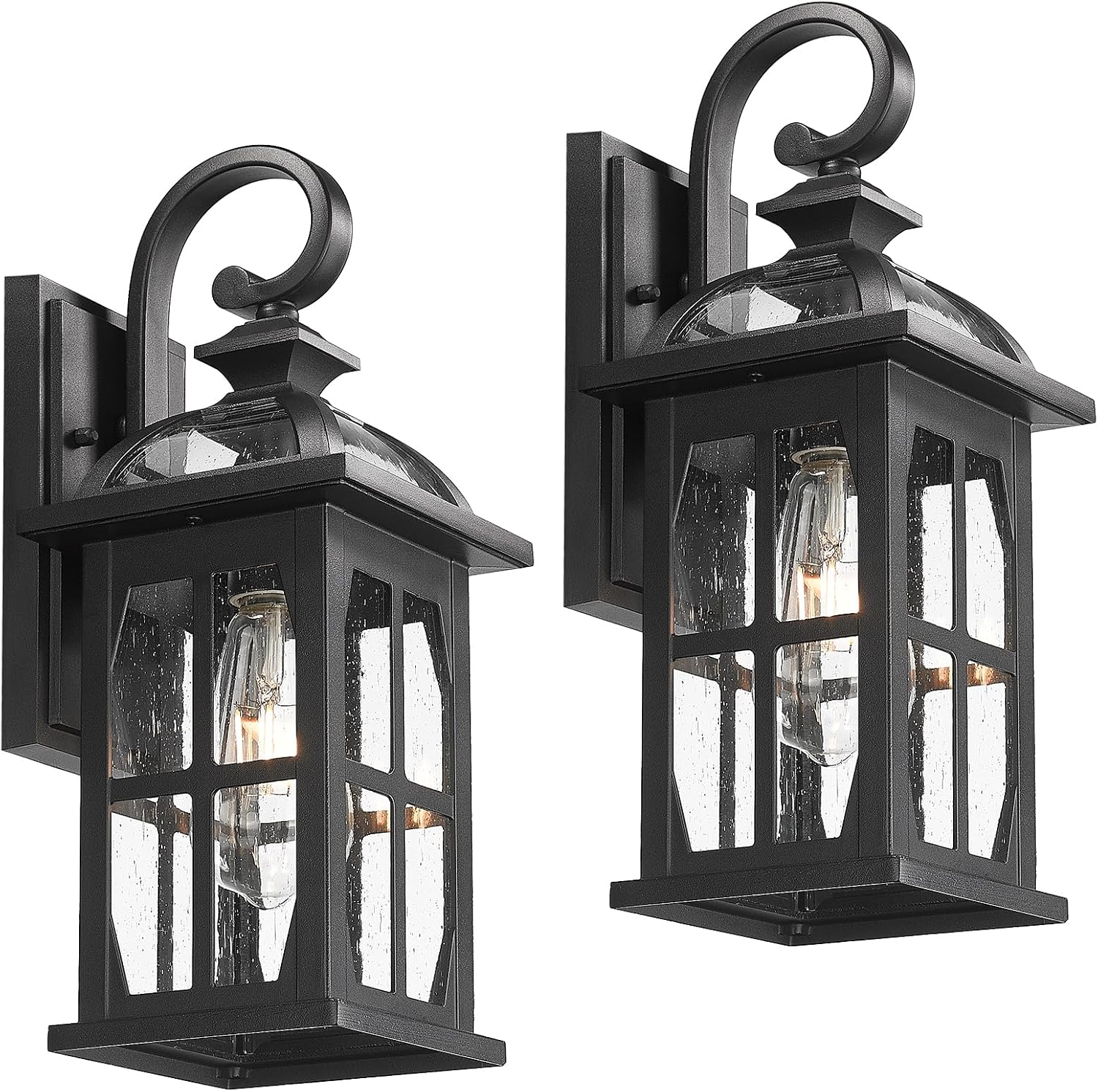 Darkaway Outdoor Wall Lights, Exterior Light Fixture with Seeded Glass, Aluminum Anti-Rust Exterior Lights Sconces Lighting for House Porch Yard Hallway Doorway Garage
