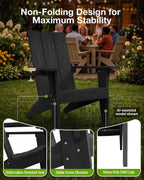 MXIMU Adirondack Chairs Set of 2, 450lb Capacity & 33in Tall Backrest | Oversized Modern Adirondack Chairs, Comfortable All-Weather Fire Pit Chair, Easy Assembly True Wood Grain Lawn Outdoor Chair