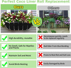 Riare 16x120 Inch Black Felt Planter Liner Roll- 2 Rolls Non-Woven Fabric Planter Liner for Outdoor Plants, Coco Liner Roll Alternative Basket Planter Liner for Planters Hanging Basket Window Box