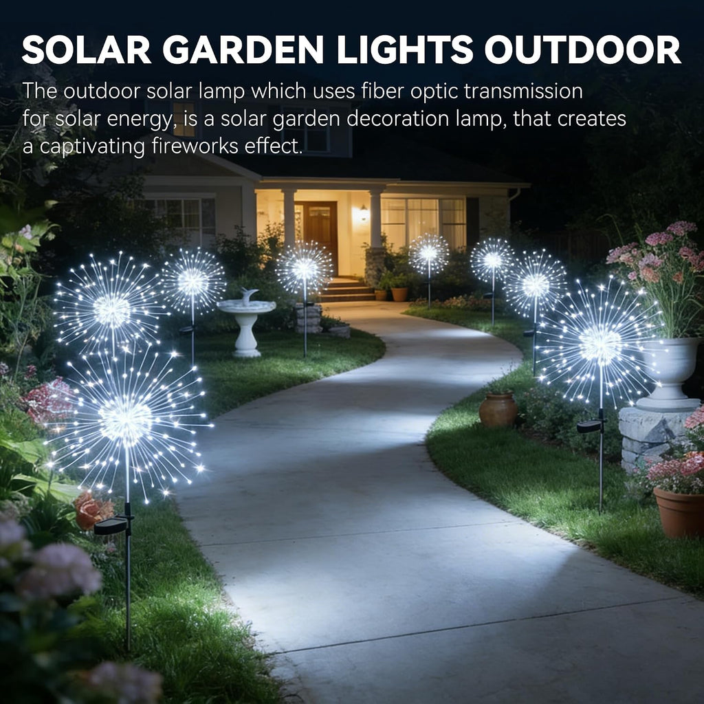 hpufkot solar garden lights outdoor,waterproof garden, 2pc 200 shown in use