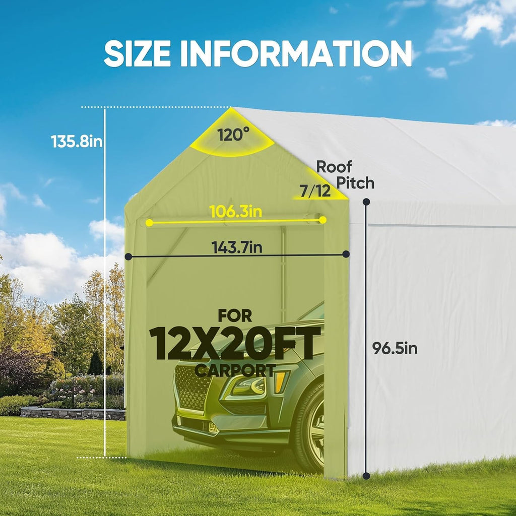 advance outdoor 12x20 ft carport replacement door with shown in use