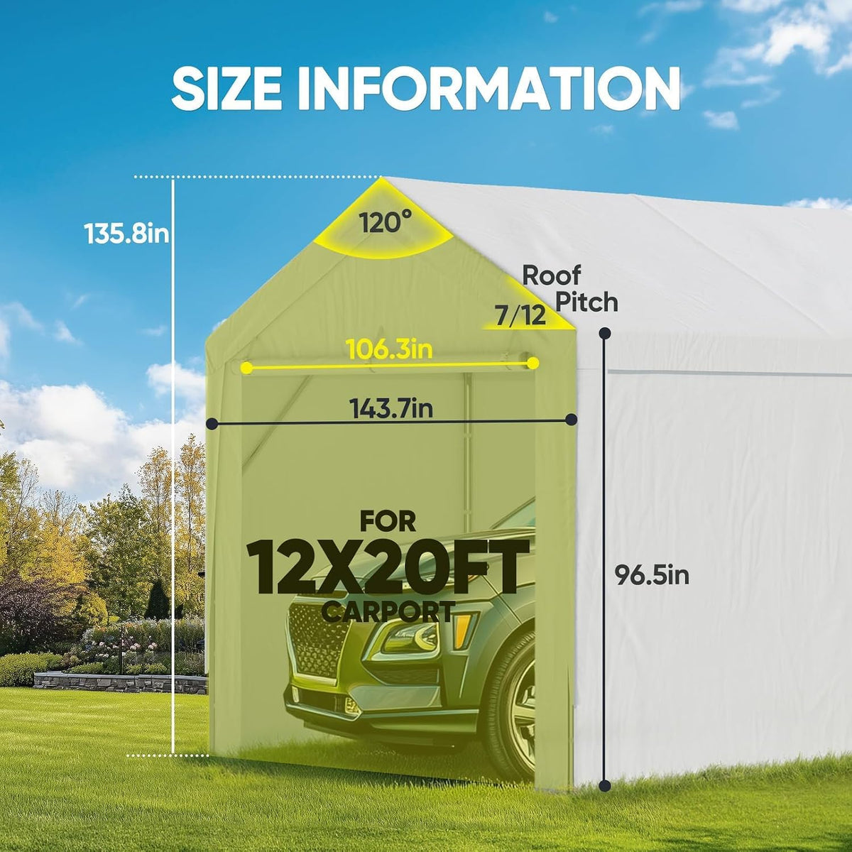 advance outdoor 12x20 ft carport replacement door with shown in use