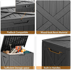 32 Gallon Outdoor Deck Box, Lockable Waterproof Outdoor Storage Boxes For Garden Tools,Indoor Cushions,Accessories Outside Storage Resin Weatherproof Container(Black)