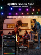 Lepro ZB1 AI Smart Outdoor String Lights APP Control, 54(42+12) ft RGB+IC+Warm White Outdoor Lights 15 LED Bulbs, Alexa Google Home Enable, AI Generated Lighting LLM, NO Remote 2.4 GHz WiFi+Bluetooth