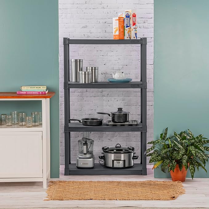 Sterilite 3-Pack 4 Shelf Unit, Heavy-Duty Shelving Storage and Utility Rack - Standing Plastic Organizer Shelves for Kitchen, Bathroom, and Garage