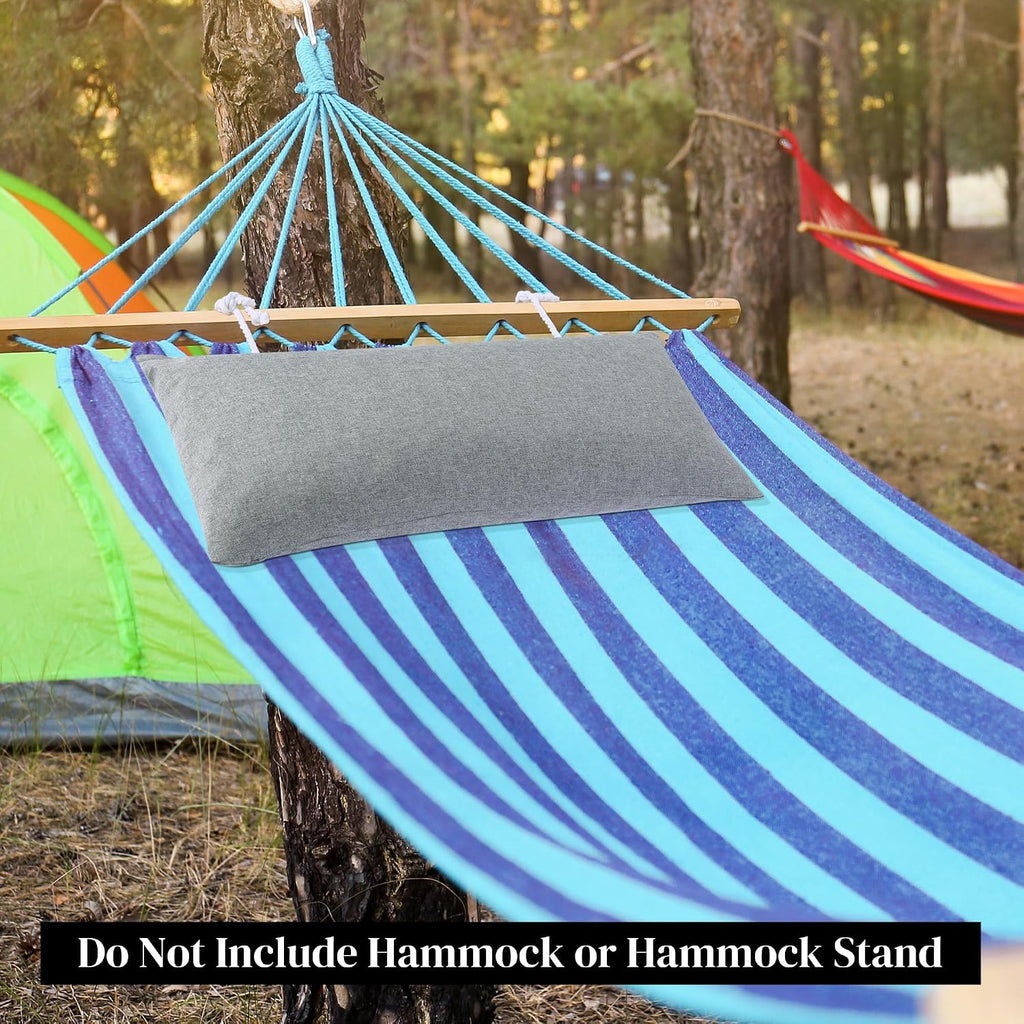 HOMBYS 32" x 14" Shredded Memory Foam Hammock Pillow for Outdoor, Waterproof and Weatherproof Pillow with Durable Ties (Gray)