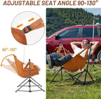 Timber Ridge Hammock Camping Chair with Adjustable Backrest, Heavy Duty Folding Hammock Chair Supports 300lbs, Portable Hammock Chair for Camping, Travelling and Patio, Orange