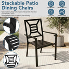 Patio Dining Chairs Set of 4, Stackable Outdoor Metal Chairs