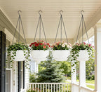 Set of 2-8 Inch Self Watering Hanging Planters for Indoor Outdoor，Hanging Plant Pots with Drainage & Removable Tray, Hanging Pots Holder for Ivy, Pothos, Ferns, Balcony & Patio, White