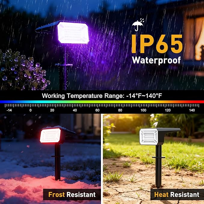 Solar Color Changing Spot Lights Outdoor Waterproof IP65, [8 Pack/32 LED/7 Modes] 2-in-1 Landscape Spotlights, Auto On/Off High Lumens Solar Spot Lights for Outside Yard Garden Pathway Walkway