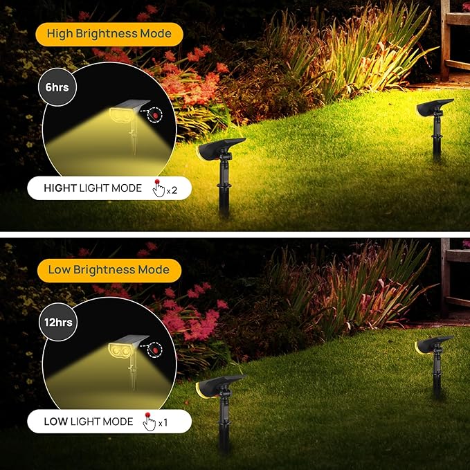 Linkind Solar Lights Outdoor StarRayS, Bright Solar Spot Lights Outdoor, IP67 Waterproof Spotlights for Landscape Garden Yard Walkway Patio Tree（Warm White, 6 Pack）