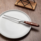 IMEEA 11.6 Inch Meat Carving Fork Stainless Steel Two Prong Fork with Wooden Handle BBQ Meat Fork for Turkey, Chicken, Beef, Roasting and Serving
