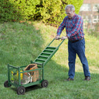 garden cart with seat,3-in-1 rolling seat with wheels shown in use