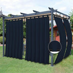 Easy-Going Outdoor Patio Curtains Detachable Tab Top Windproof Weatherproof Curtain for Cabana, Porch, Pergola and Gazebo, Tab Bottom Drape, 2 Panels, 54W x 84L inch, Navy