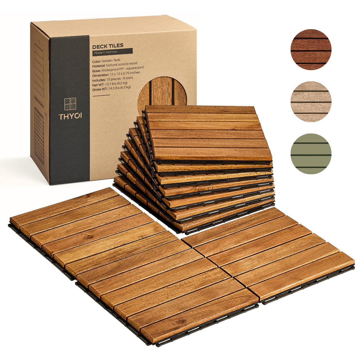 thyoi premium deck tiles, 10 pcs patio flooring, main product view