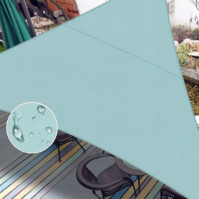 LOVE STORY Waterproof 10' x 10' x 14' Triangle Sky Blue Sun Shade Sail Cannoy UV Resistant for Outdoor Patio Garden Backyard (We Make Custom Size)