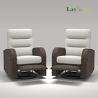 LayinSun Oversized Wicker Outdoor Swivel Glider Recliner with Adjustable Backrest & Footrest, Patio Reclining Lounge Chair - Set of 2