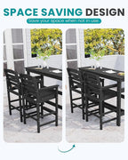 SERWALL 41" Outdoor Bar Table, All Weather HDPE Patio Bar Counter Height Table, Rectangle Patio Bar Table for Outside, Garden, Backyard, Balcony, Poolside, Black