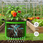 10 Gallon Potato Grow Bags: Set of 5 Colorful Gardening Supplies Fabric Pots with Harvest Window Reinforced Handles - Planting Container for Vegetable Tomatoes Carrot Flowers Balcony Patio Use