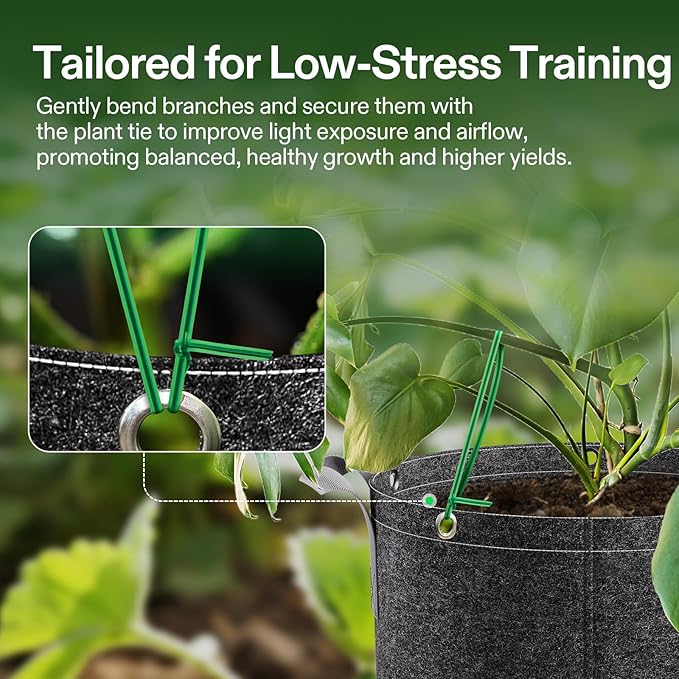 VIVOSUN Twist Ties, 328 ft (100m) PE-Coated Green Plant Ties with Cutter, Reusable & Flexible Tomate Ties for Plant Support, Indoor Outdoor Gardening, Cable Management, Home Office Organization
