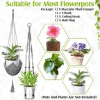 Hoteam 12 Pcs Macrame Plant Hangers Macrame Hanging Planters for Indoor Plants Handmade Boho Hanging Baskets Flower Pots Holder for Outdoor Home Wall Decor