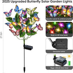 Solar Lights Outdoor Garden Decor: 6 Pack 102 Silk Butterflies with 132 Color-Changing LEDs - Auto On/Off 12H Magical Lighting IP65 Waterproof for Yard Patio Pathway - Unique Gifts for Mom Grandma
