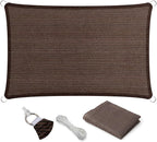 Eden's Decor Straight Flat-Edged Sun Shade Sail Rectangular 11' x 21' Brown UV-Blocking Outdoor Canopy Fabric Cloth Awning for Pergola Patio Garden Backyard Custom Size
