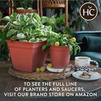 The HC Companies 20 Inch Eclipse Round Planter Pots with Drainage Holes & Attached Saucer, Lightweight UV-Resistant Plastic Indoor & Outdoor Planters, 2-Pack Flower Pots for Garden & Home Decor, White