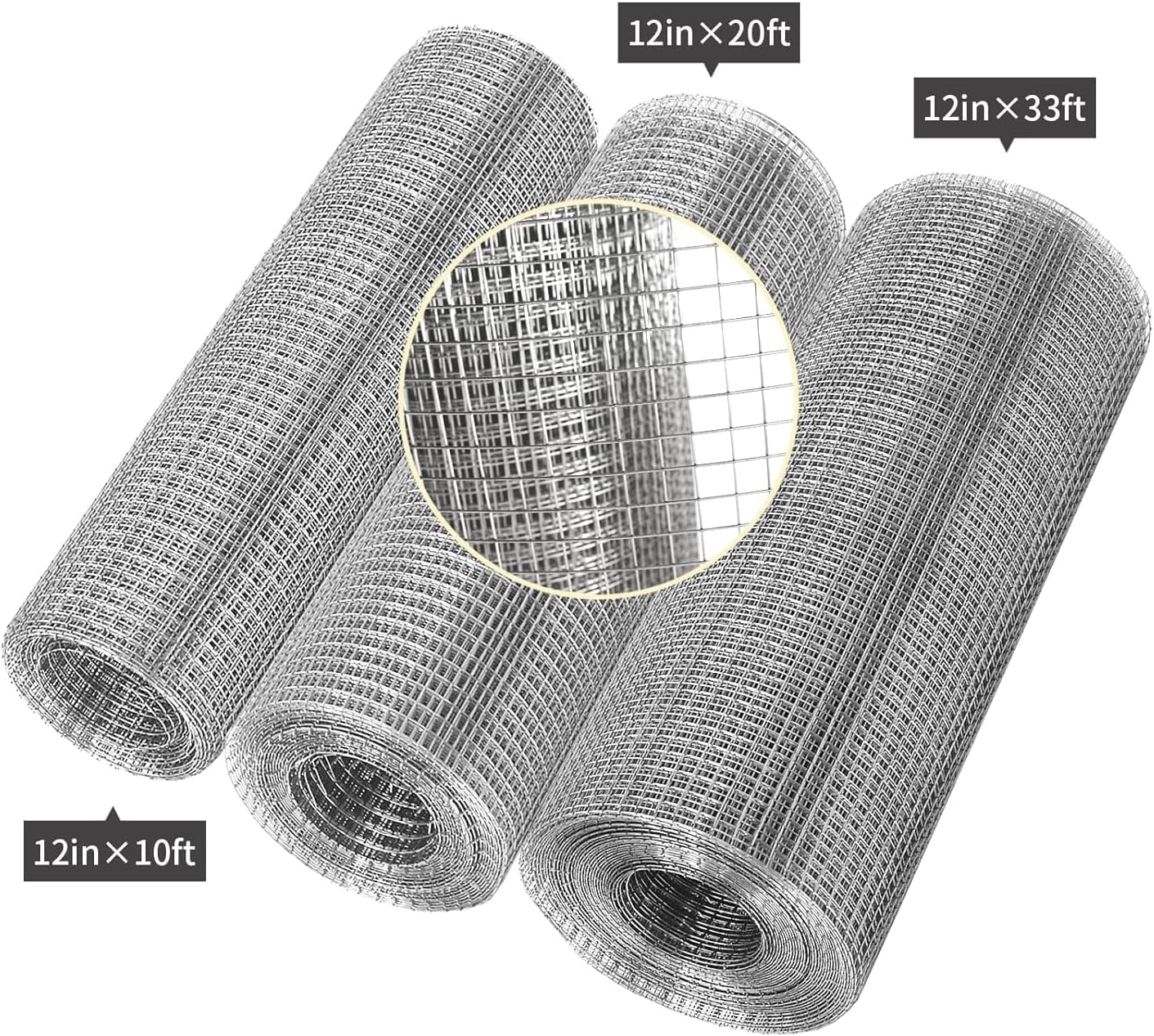 Hardware Cloth 1/4 inch 12" x 10 ft, Galvanized 23 Gauge Wire Mesh | Welded Wire Fence Roll For Chicken Coop Wire, Rabbit Cage Wire, Poultry and Animal Cage Netting Screen