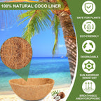 Coco Liners for Planters, 5 Pack 14 Inch Round Hanging Basket Liners, 100% Natural Coconut Fiber Replacement Liners for Hanging Baskets Planters Flowers