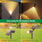 Solar Spot Lights Outdoor Waterproof: 1000LM Big Adjustable Spotlight - 2-in-1 15Hrs+ Long Lasting Spot Light - Solar Powered Spotlights Landscape Lighting for Garden, Yard, Tree, Flag, Wall, Pathway