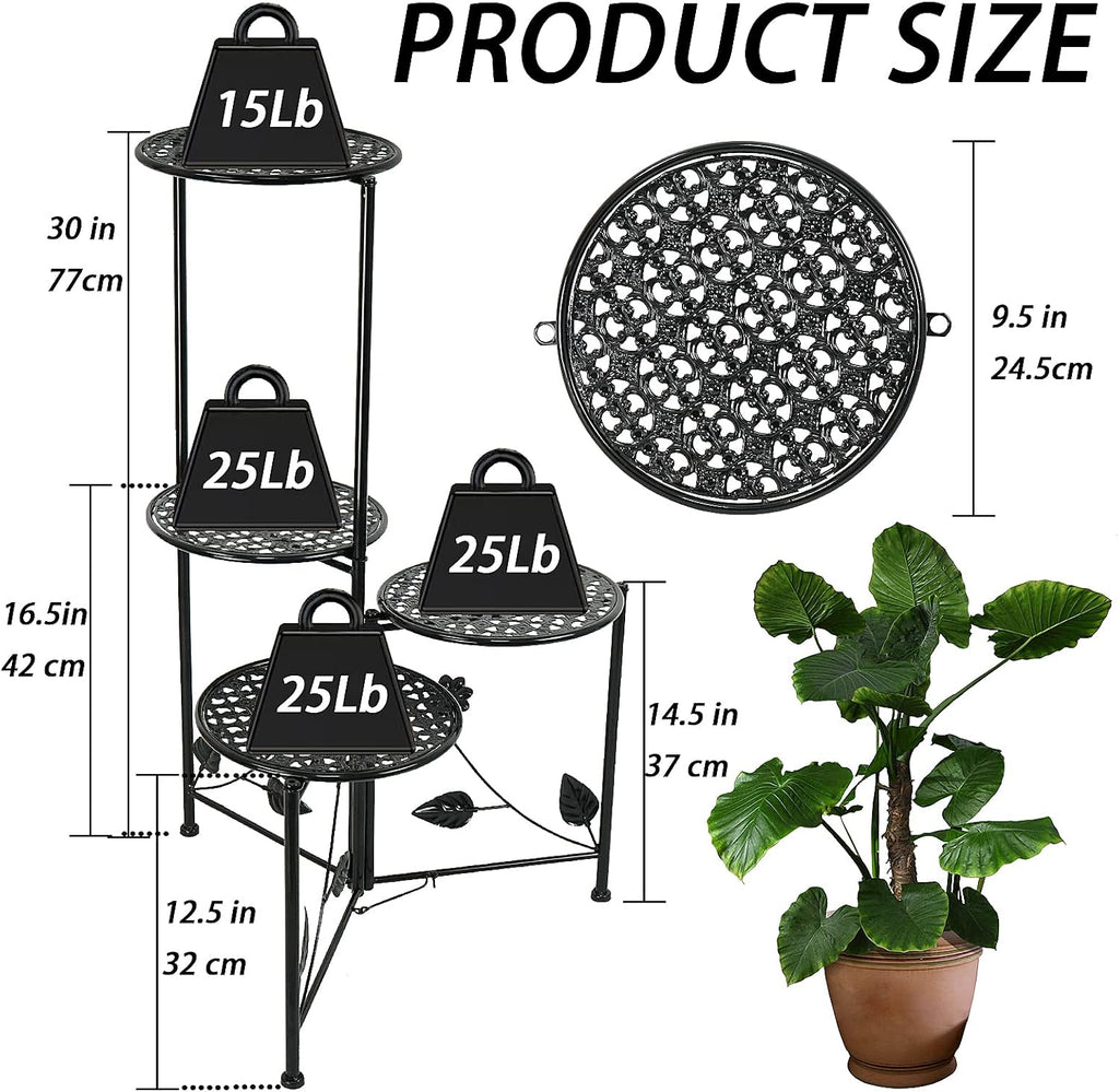 nakupe plant stand indoor outdoor, 4 tier metal shown in use