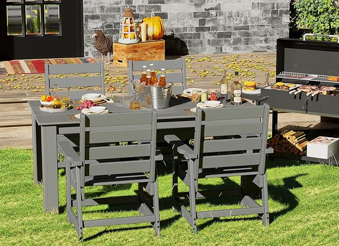 GREENVINES Outdoor Dining Chairs Set of 2 | HDPE | Patio Chair | All-Weather | Grey