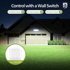 Philips 72W 7400LM LED Flood Lights Outdoor, Switch Controlled Aluminum Security Lights, 3 Adjustable Heads, Wall Mount, 5000K Daylight, Waterproof for Yard, Garage (2 Packs)