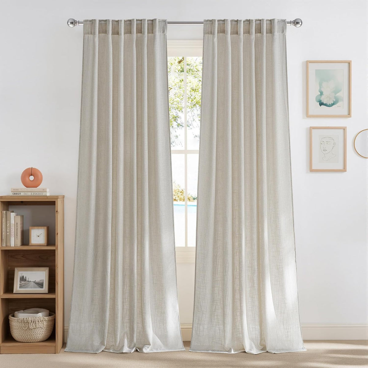 nicetown faux linen curtains 2 panels set for, main product view