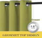 NICETOWN Patio Blackout Curtain Panels - Extra Wide Sliding Door Thermal Insulated Drape, Privacy Room Divider Curtain for Bedroom Office (Fresh Green, 66 x 118 Inch Long)