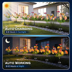 2 Pack Solar Garden Lights Outdoor, 8 Lighting Modes Warm White LED Powered Swaying Butterfly, Waterproof Hydrangea Flowers Landscape Light for Outside Yard, Patio, Pathway Decorative, Décor, Gifts