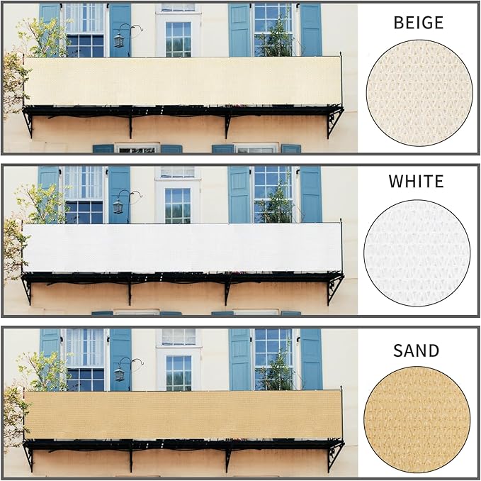 LOVE STORY Balcony Privacy Screen, 2.5'x6' Deck Shield Screen Fence Cover,UV Protection and Weather-Resistant,3 FT Height for Deck, Patio, Backyard, Outdoor Pool, Porch, Railing, White